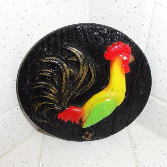 Vintage Miller Studio Chalkware Rooster Wall Hanging Plaque 1977 farmhouse mcm - Picture 11 of 16